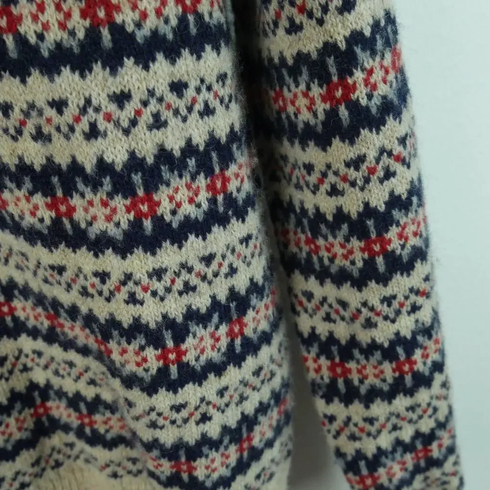 J Crew Men's Medium‎ Crewneck Sweater 100% Wool Nordic Fair Isle Pullover Raglan